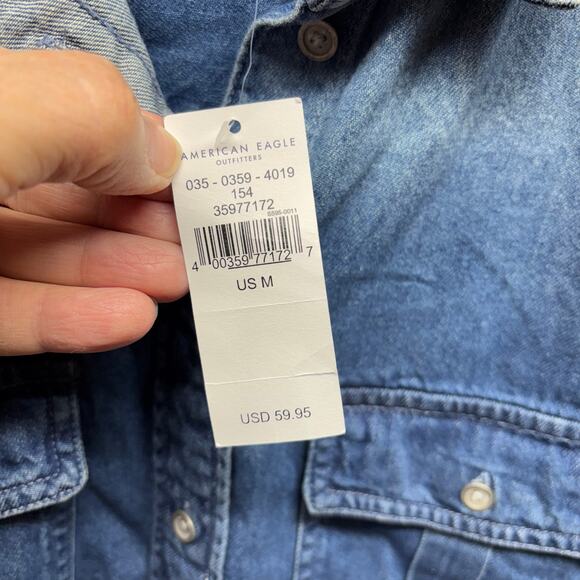 American Eagle Denim Flannel Shacket - Size Medium - NWT - Picture 4 of 7